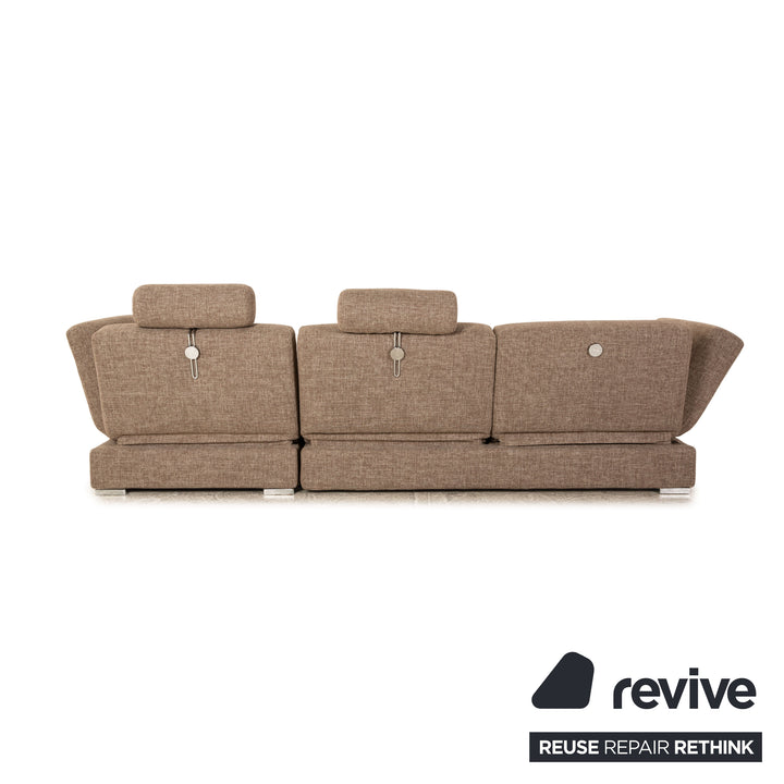 Brühl Nook Stoff Sofa Garnitur Grau Recamiere Rechts manuelle Schlaffunktion Ecksofa Hocker