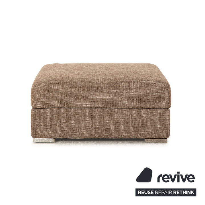 Brühl Nook Stoff Sofa Garnitur Grau Recamiere Rechts manuelle Schlaffunktion Ecksofa Hocker