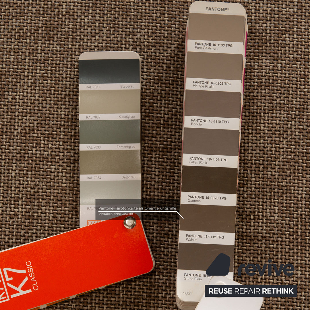 Brühl Nook Stoff Sofa Garnitur Grau Recamiere Rechts manuelle Schlaffunktion Ecksofa Hocker