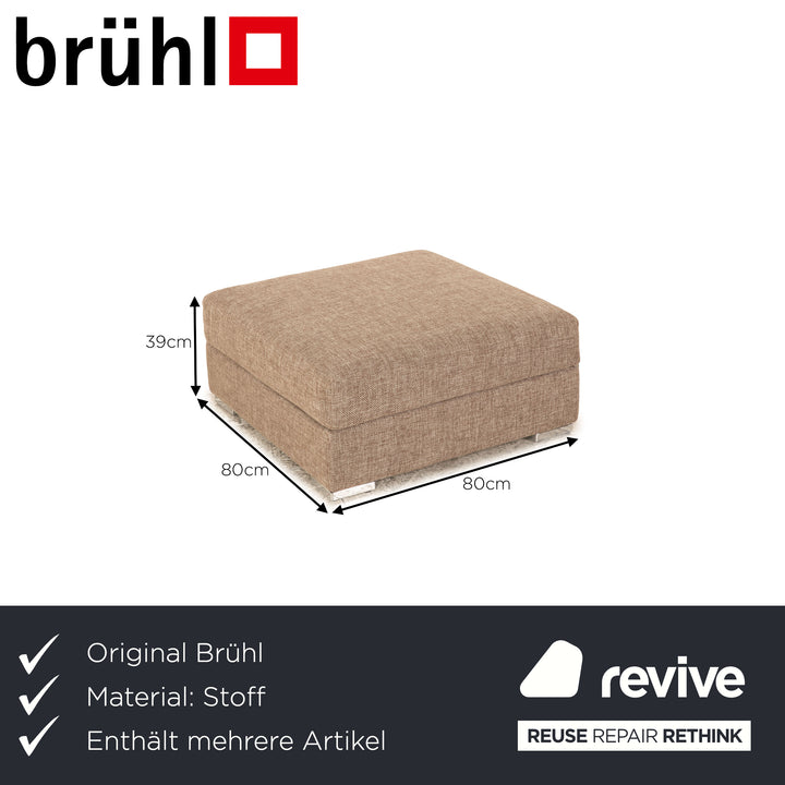 Brühl Nook Stoff Sofa Garnitur Grau Recamiere Rechts manuelle Schlaffunktion Ecksofa Hocker