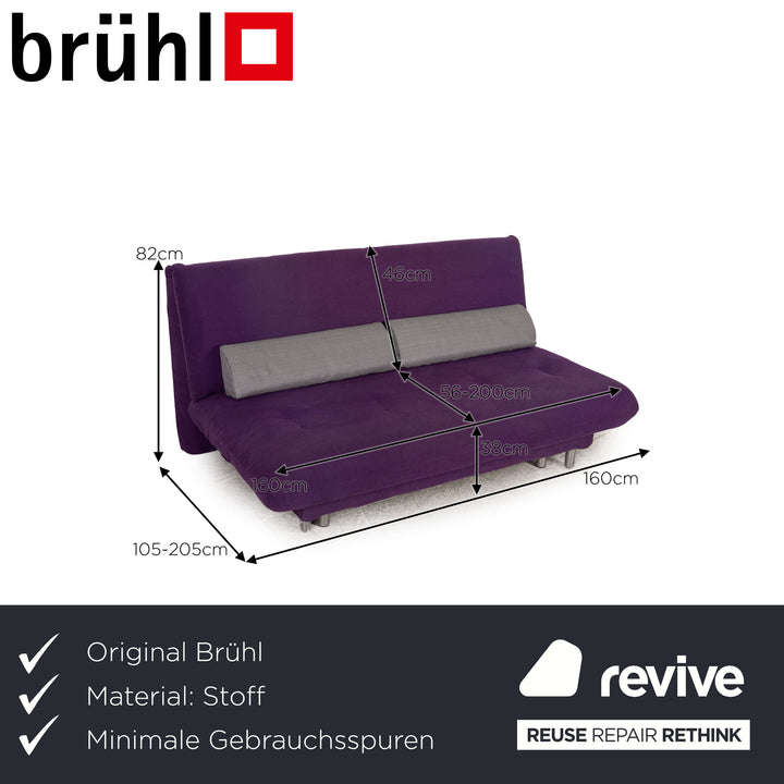 Brühl Quint Stoff Zweisitzer Lila Sofa Couch Schlaffunktion