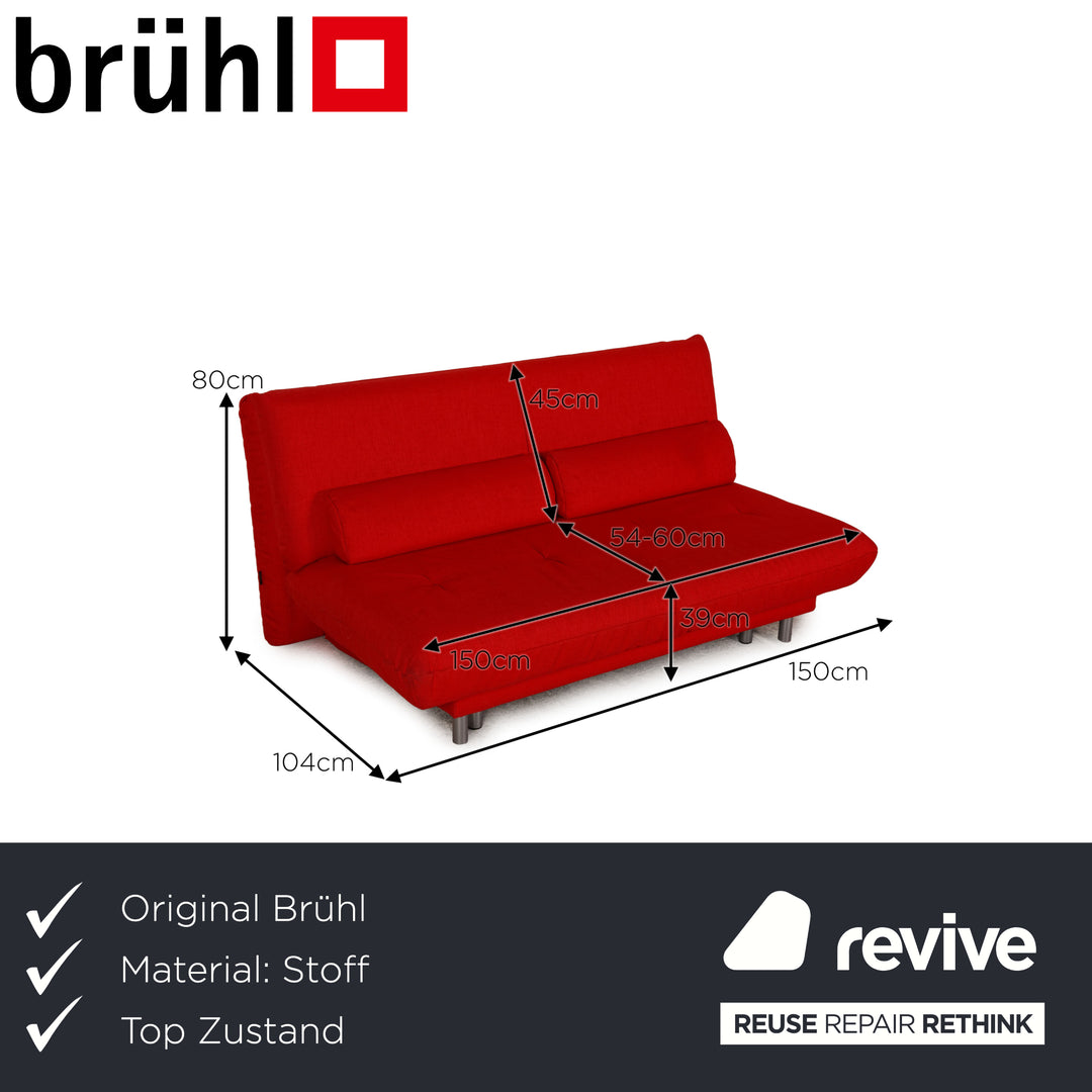 Brühl Quint Stoff Zweisitzer Rot Sofa Couch Schlaffunktion