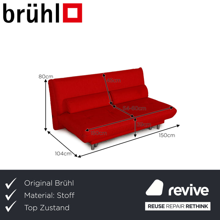 Brühl Quint Stoff Zweisitzer Rot Sofa Couch Schlaffunktion