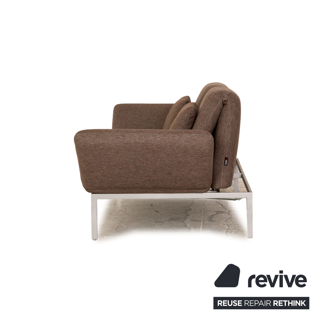 Brühl Roro Grau Zweisitzer Stoff Sofa Couch manuelle Relaxfunktion Schlaffunktion