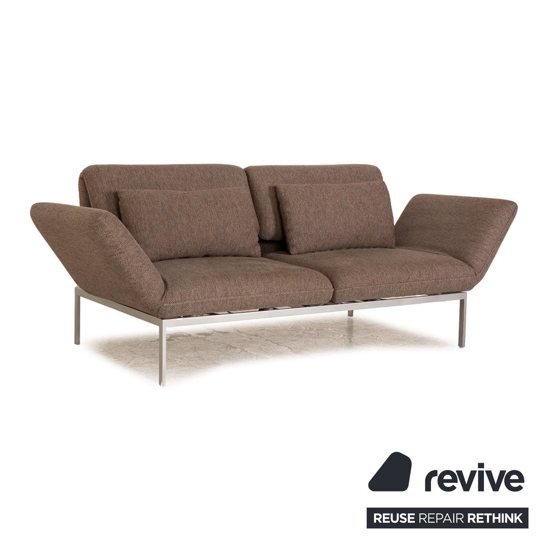 Brühl Roro Grau Zweisitzer Stoff Sofa Couch manuelle Relaxfunktion Schlaffunktion