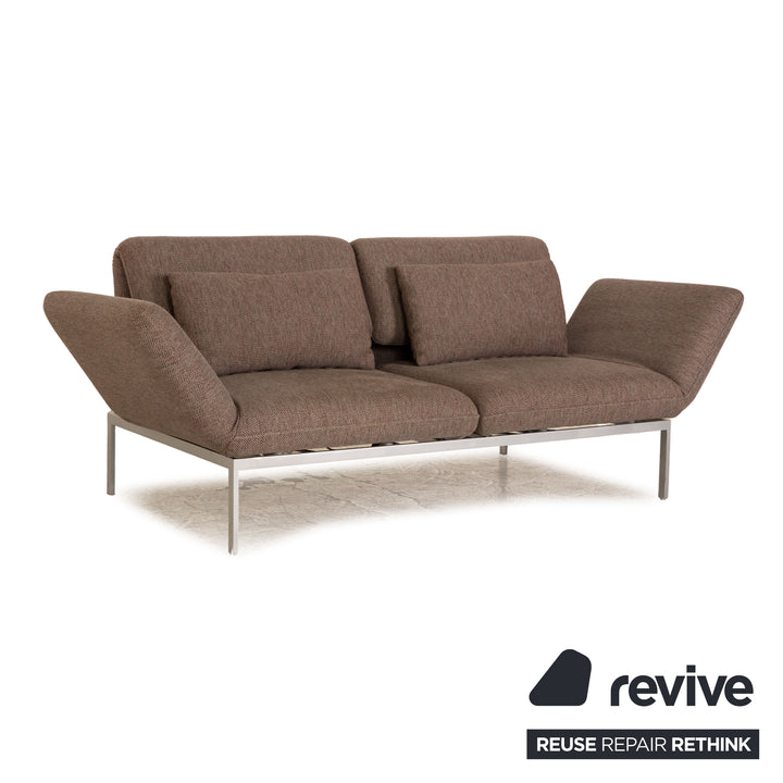 Brühl Roro Grau Zweisitzer Stoff Sofa Couch manuelle Relaxfunktion Schlaffunktion