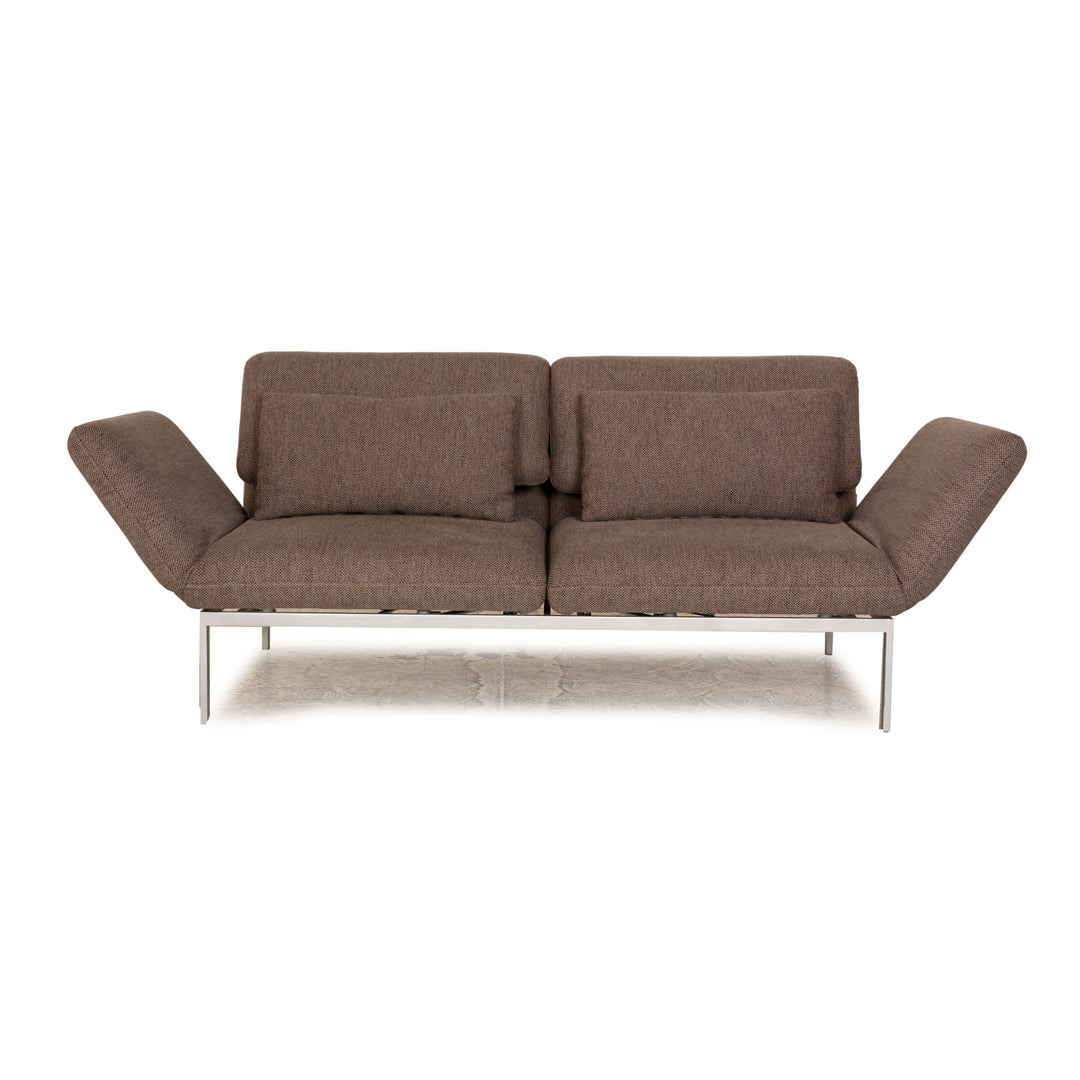 Brühl Roro Grau Zweisitzer Stoff Sofa Couch manuelle Relaxfunktion Schlaffunktion