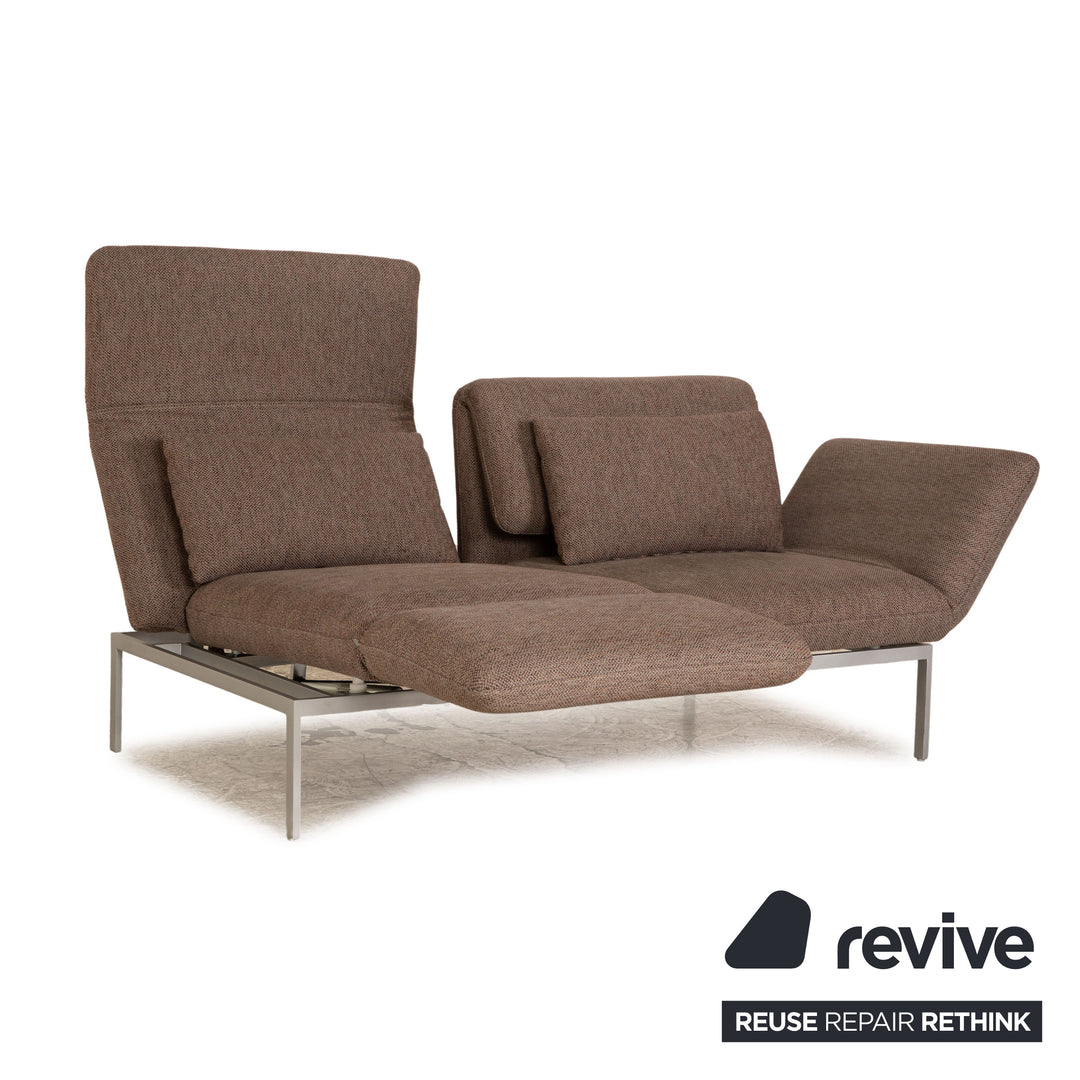 Brühl Roro Grau Zweisitzer Stoff Sofa Couch manuelle Relaxfunktion Schlaffunktion
