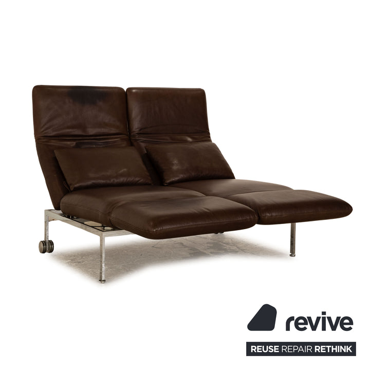 Brühl Roro Leder Zweisitzer Braun Sofa Couchmanuelle Funktion Schlaffunktion