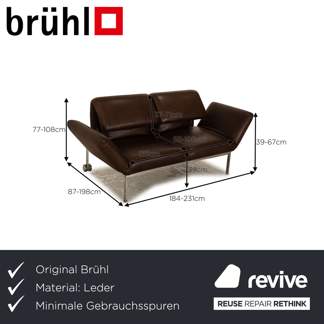 Brühl Roro Leder Zweisitzer Braun Sofa Couchmanuelle Funktion Schlaffunktion