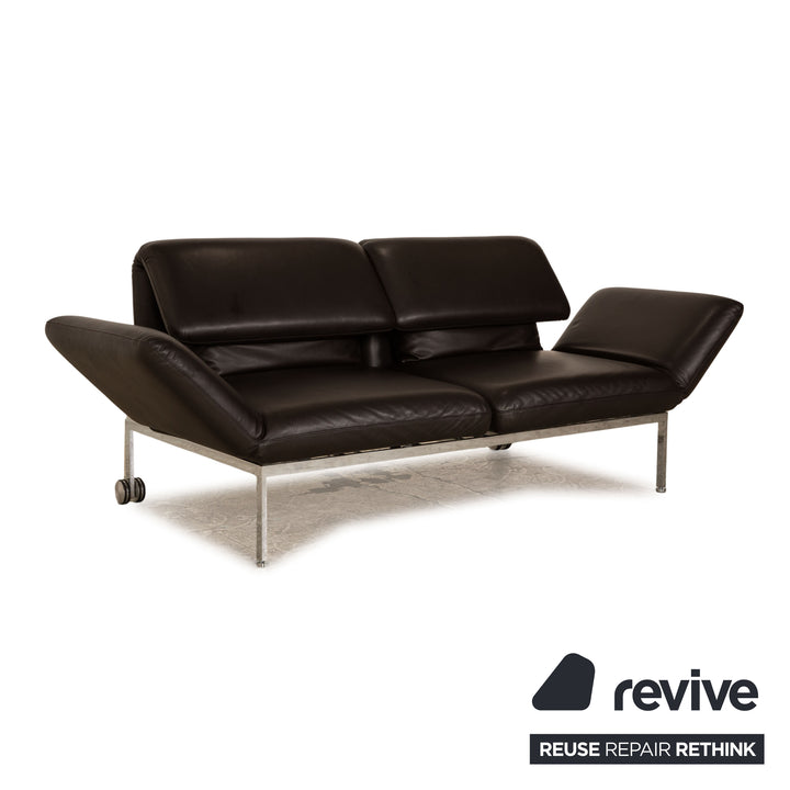 Brühl Roro Leder Zweisitzer Dunkelbraun manuelle Funktion Schlaffunktion Sofa Couch