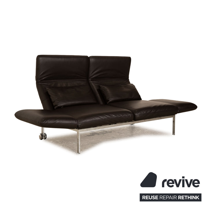 Brühl Roro Leder Zweisitzer Dunkelbraun manuelle Funktion Schlaffunktion Sofa Couch