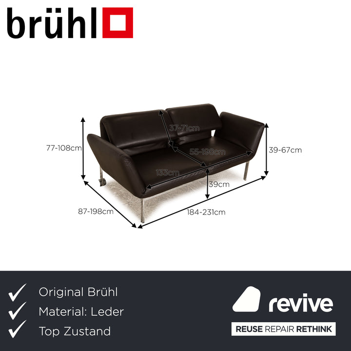 Brühl Roro Leder Zweisitzer Dunkelbraun manuelle Funktion Schlaffunktion Sofa Couch