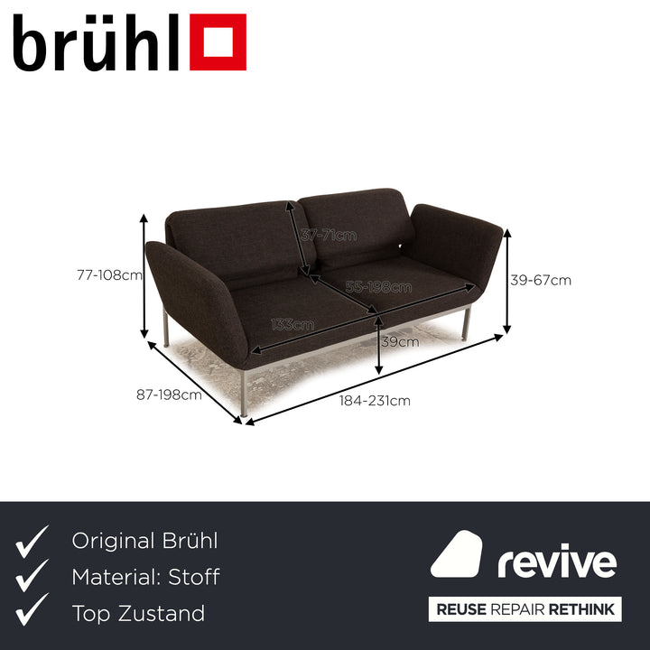 Brühl Roro tissu deux places gris foncé fonction manuelle fonction sommeil