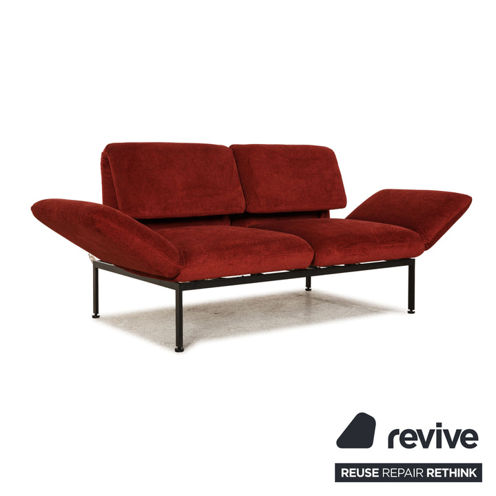Canapé 2 places Brühl Roro en tissu rouge, fonction canapé