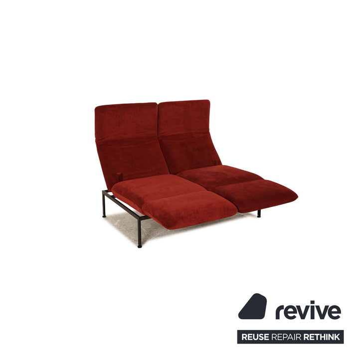 Canapé 2 places Brühl Roro en tissu rouge, fonction canapé