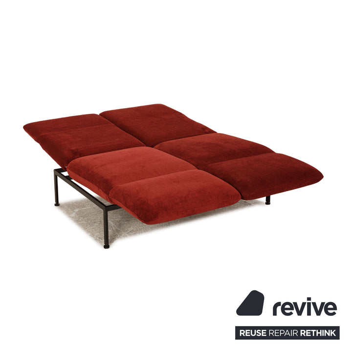 Canapé 2 places Brühl Roro en tissu rouge, fonction canapé