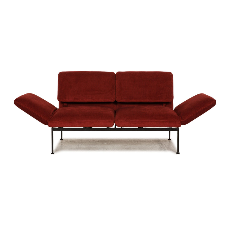 Canapé 2 places Brühl Roro en tissu rouge, fonction canapé