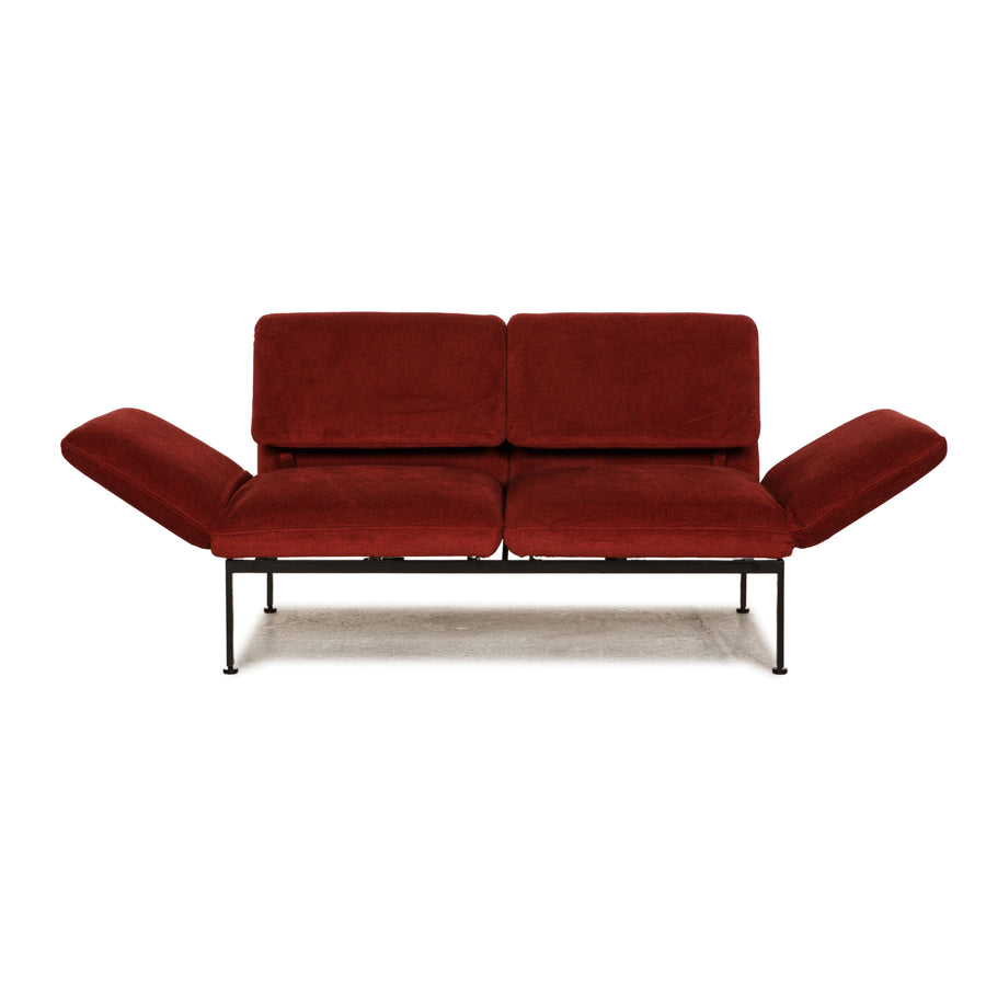 Canapé 2 places Brühl Roro en tissu rouge, fonction canapé