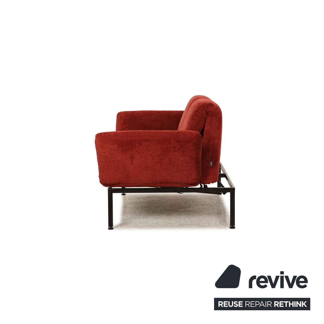 Canapé 2 places Brühl Roro en tissu rouge, fonction canapé