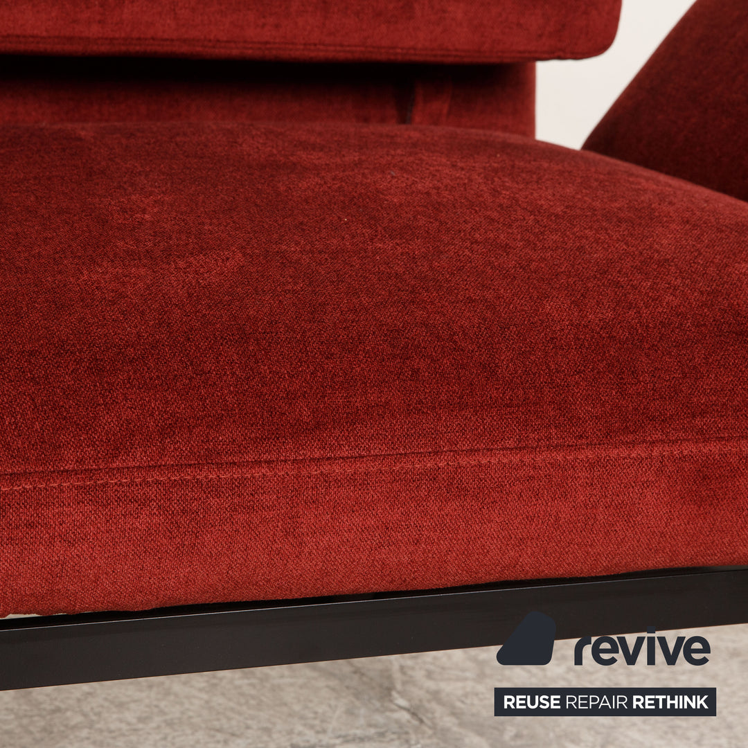 Canapé 2 places Brühl Roro en tissu rouge, fonction canapé