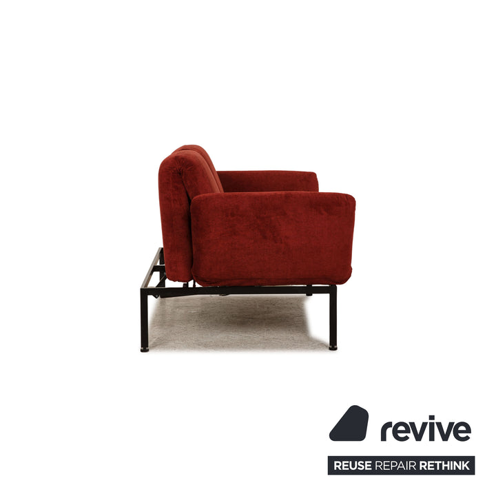 Canapé 2 places Brühl Roro en tissu rouge, fonction canapé