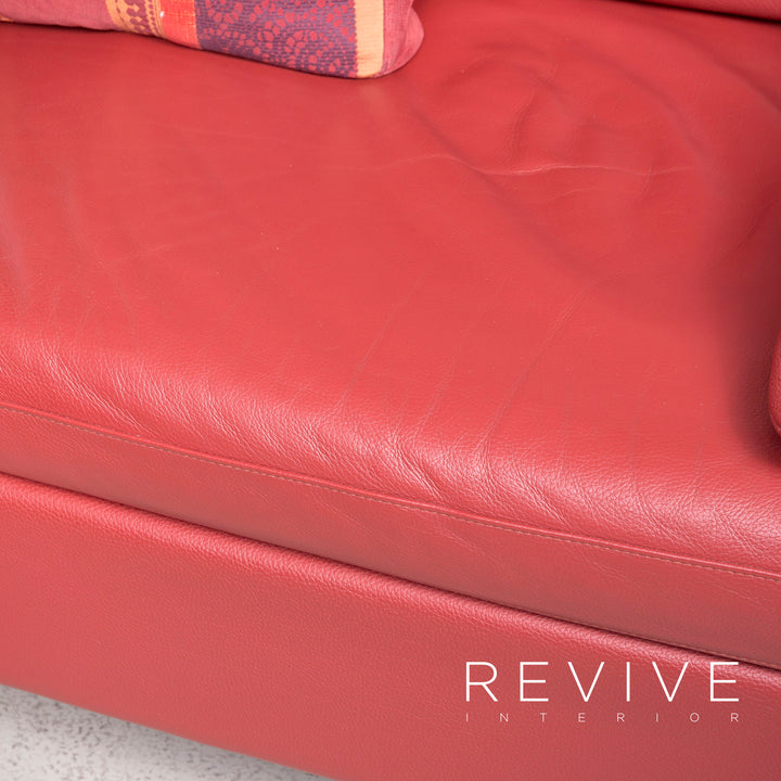 Brühl Alba Designer Leder Sofa Rot Ecksofa Echtleder Couch #8248