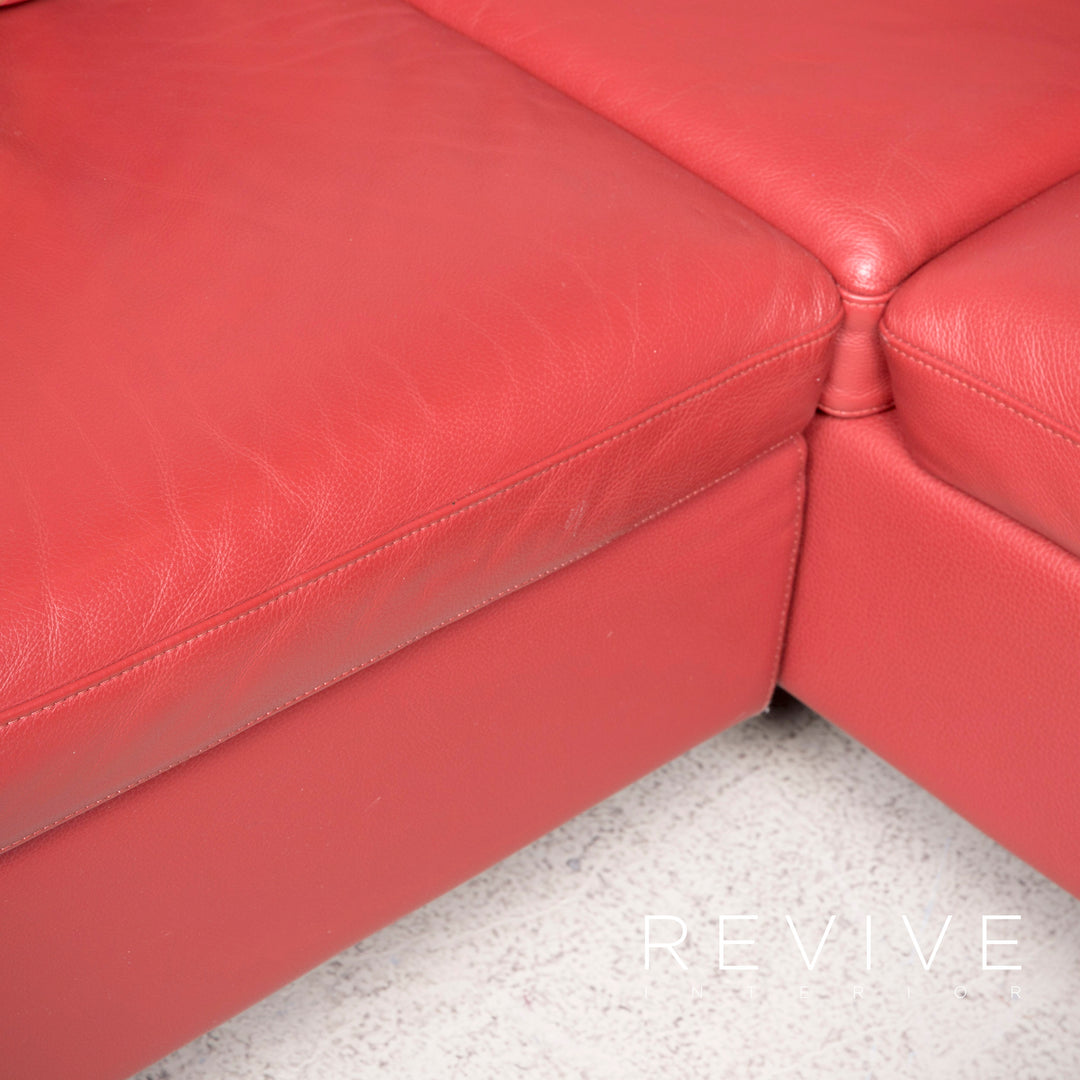 Brühl Alba Designer Leder Sofa Rot Ecksofa Echtleder Couch #8248