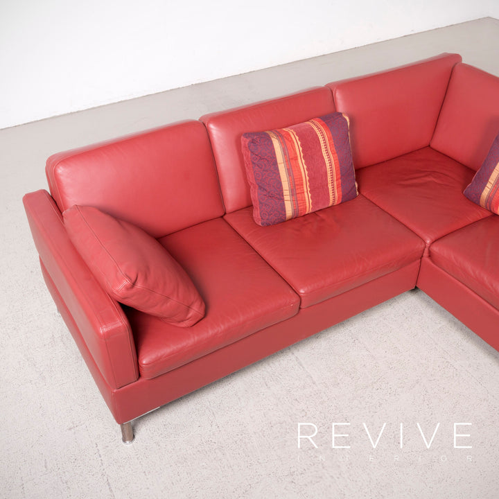 Brühl Alba Designer Leder Sofa Rot Ecksofa Echtleder Couch #8248