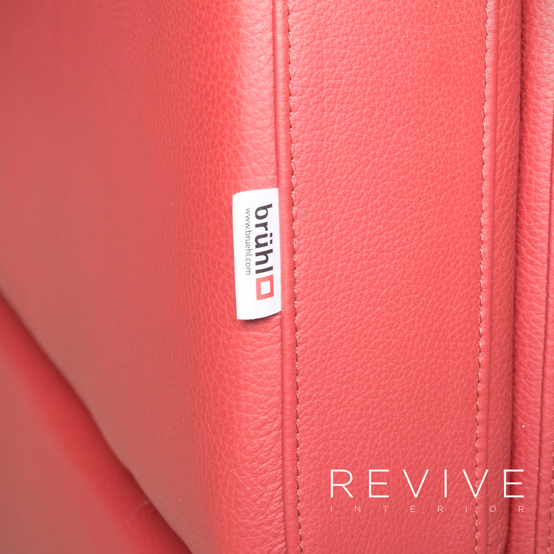 Brühl Alba Designer Leder Sofa Rot Ecksofa Echtleder Couch #8248