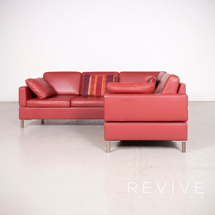 Brühl Alba Designer Leder Sofa Rot Ecksofa Echtleder Couch #8248