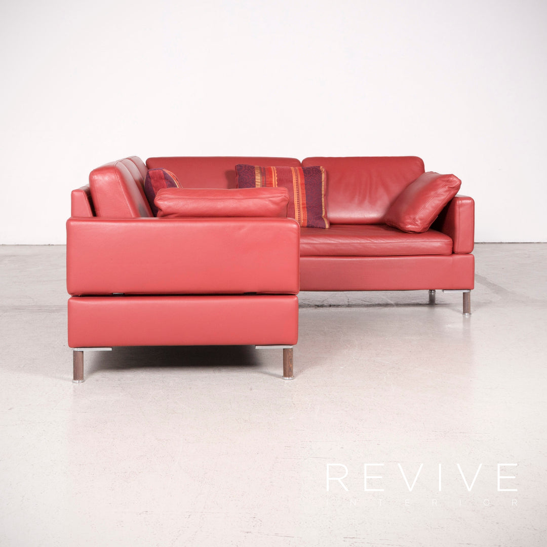 Brühl Alba Designer Leder Sofa Rot Ecksofa Echtleder Couch #8248
