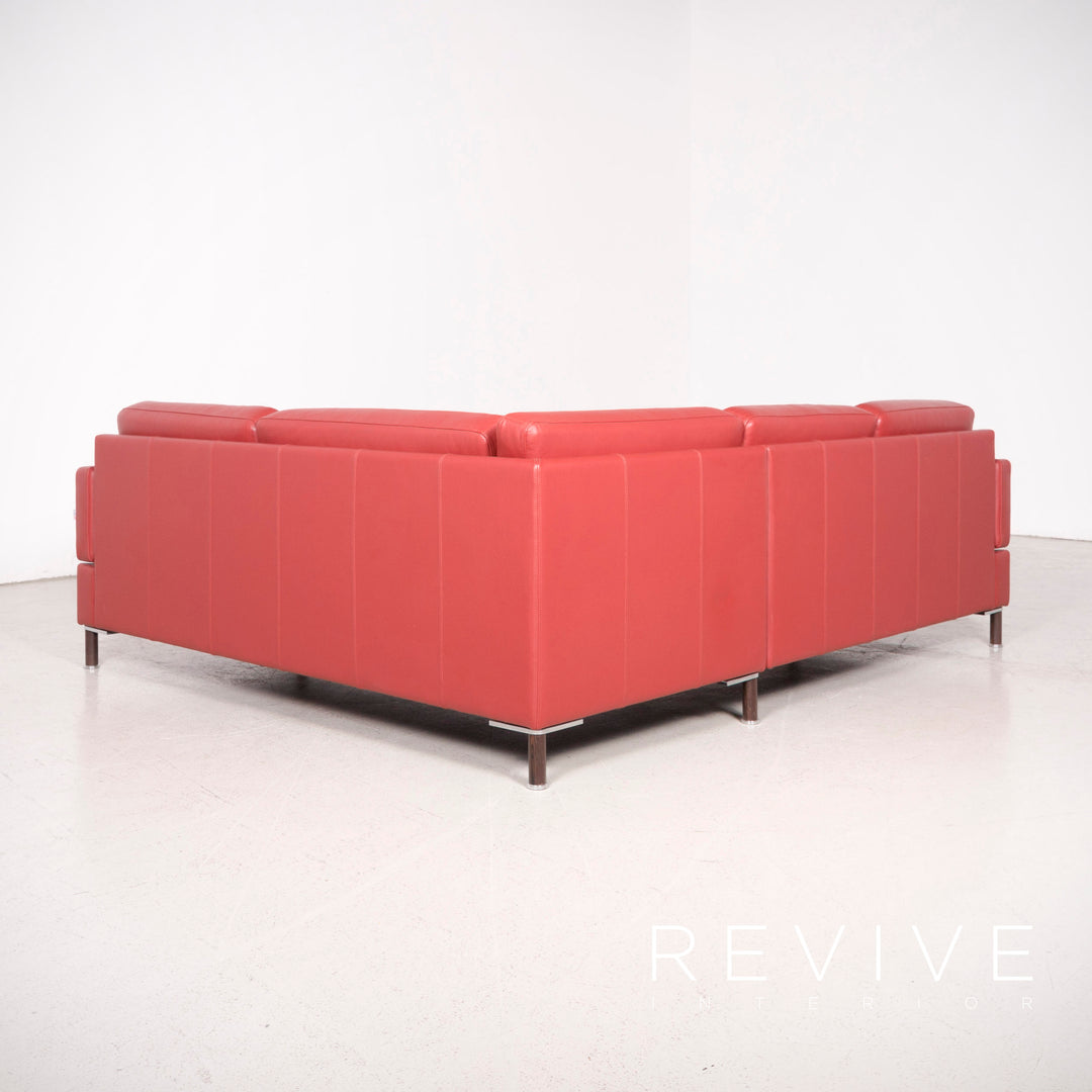 Brühl Alba Designer Leder Sofa Rot Ecksofa Echtleder Couch #8248