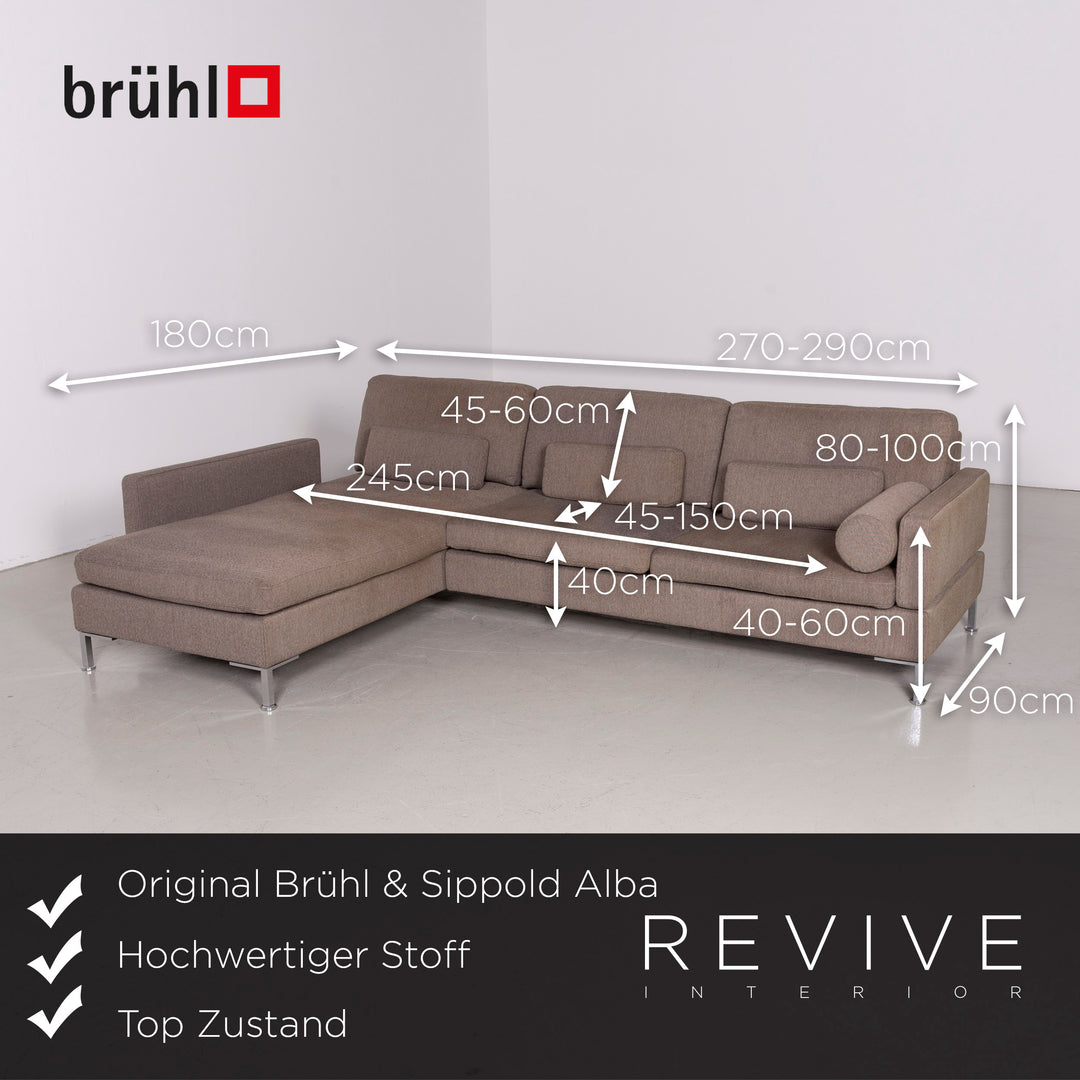 Brühl Alba Designer Stoff Ecksofa Braun Sofa Couch Funktion #7106