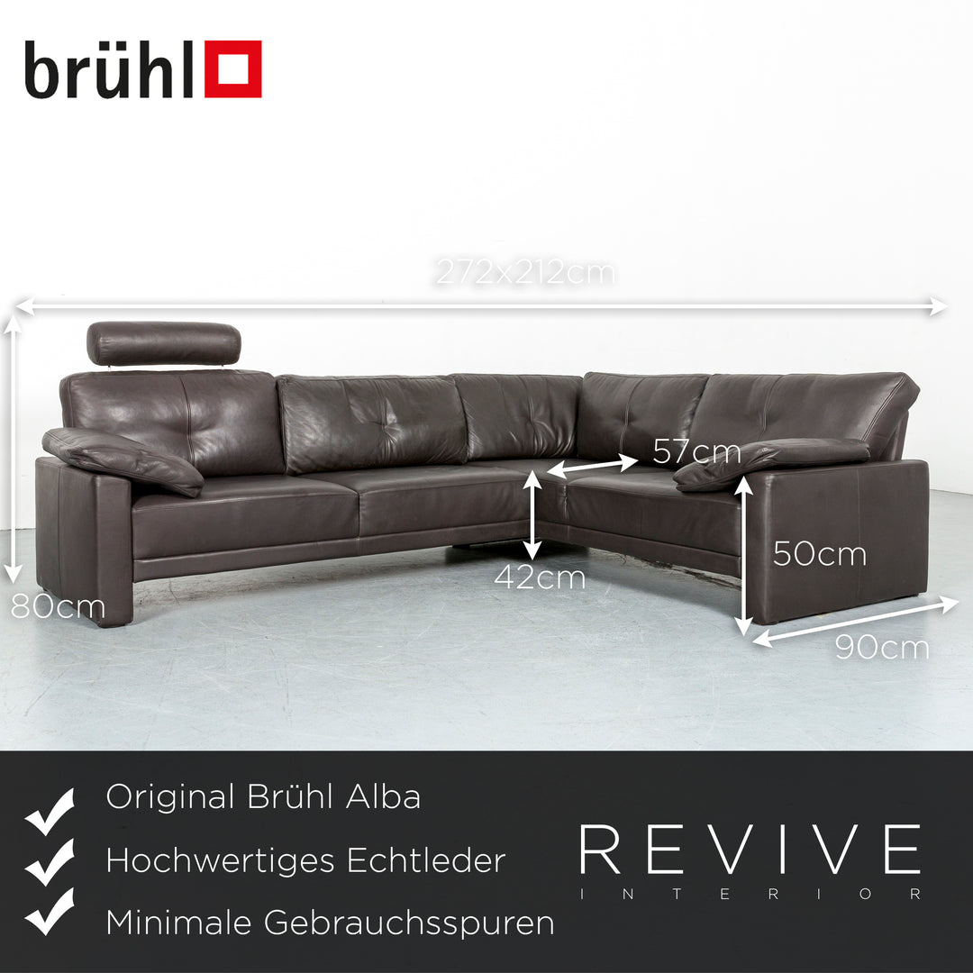 Brühl Alba Leder Ecksofa Braun Couch Funktion Echtleder #6197