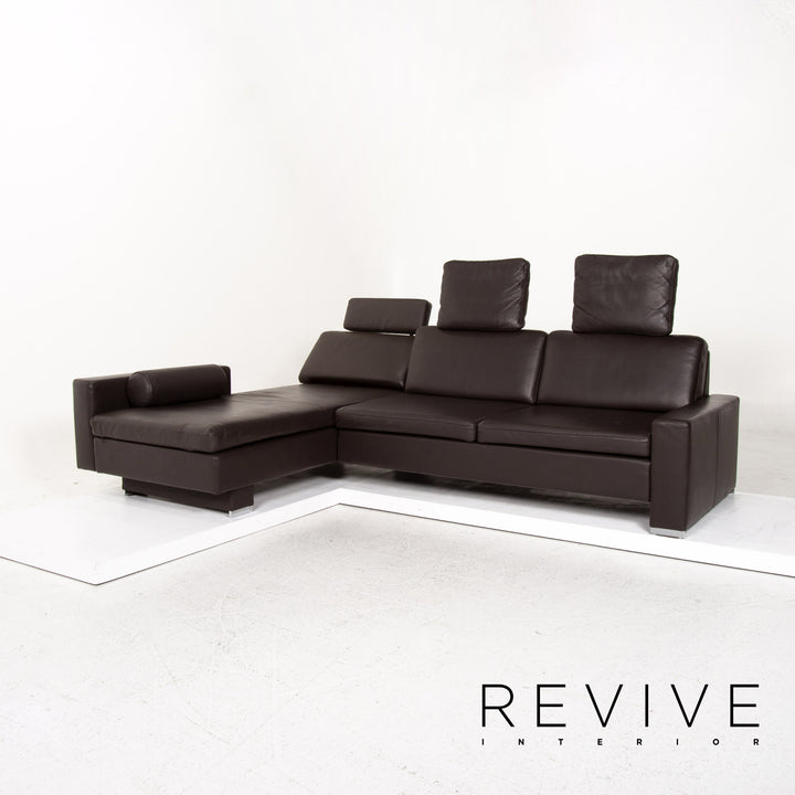 Brühl & Sippold Alba Leder Ecksofa Dunkelbraun Braun Funktion Couch #13402