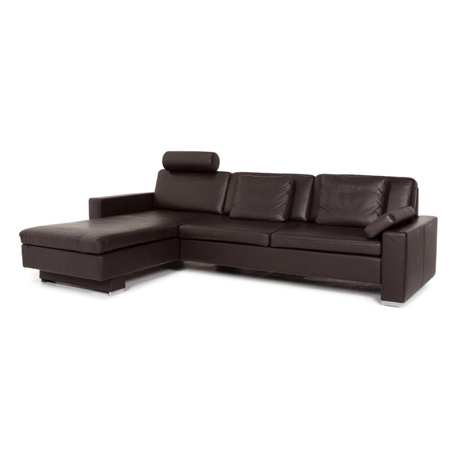 Brühl & Sippold Alba Leder Ecksofa Dunkelbraun Braun Funktion Couch #13402