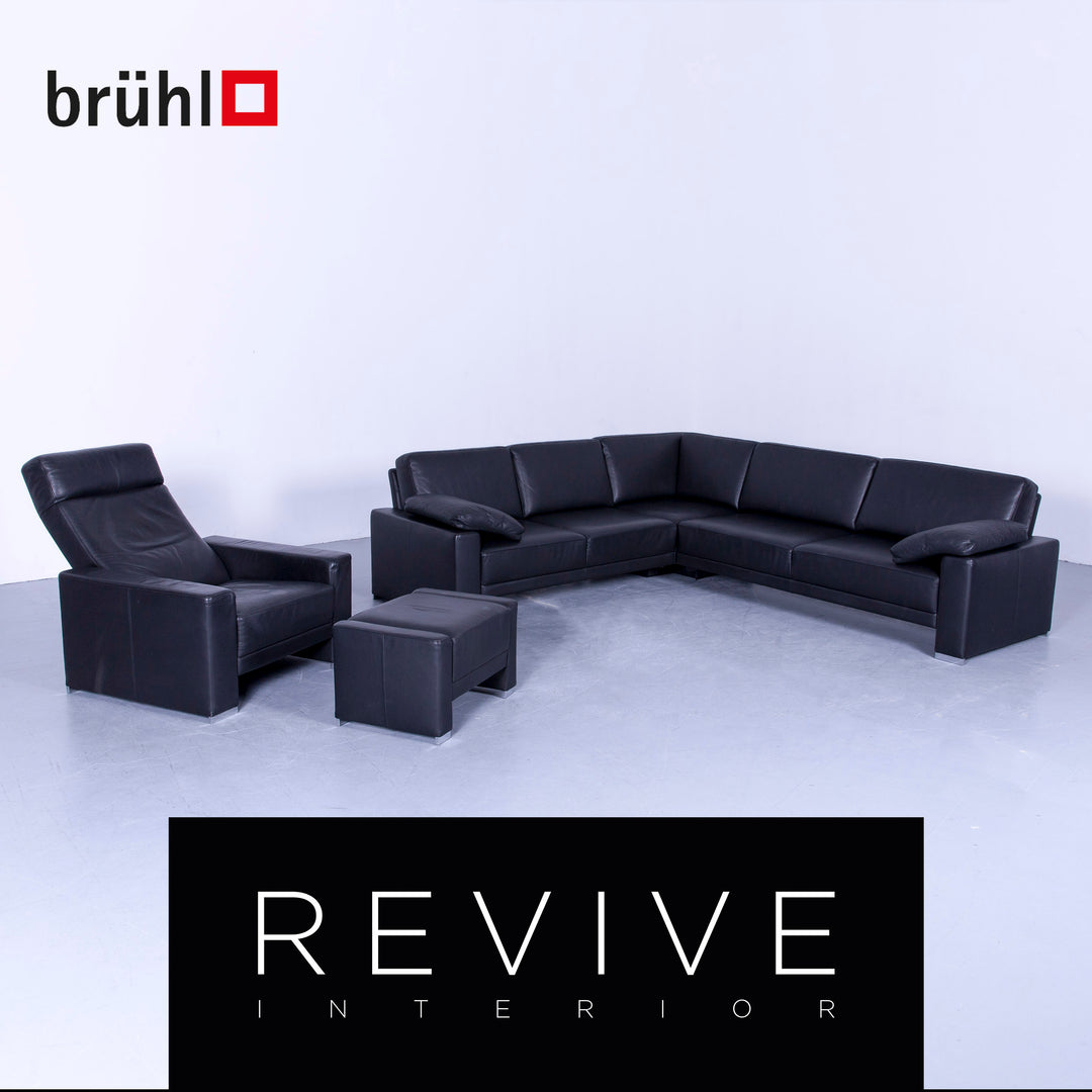 Brühl Alba Leder Ecksofa Schwarz Echtleder Couch #4958