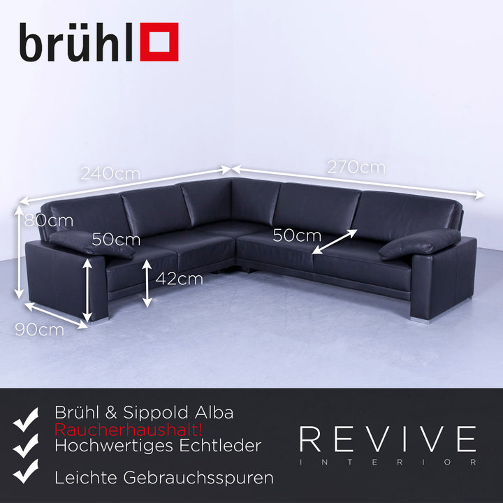 Brühl Alba Leder Ecksofa Schwarz Echtleder Couch #4958