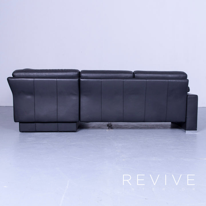 Brühl Alba Leder Ecksofa Garnitur Schwarz Echtleder Couch Sessel Hocker #5464