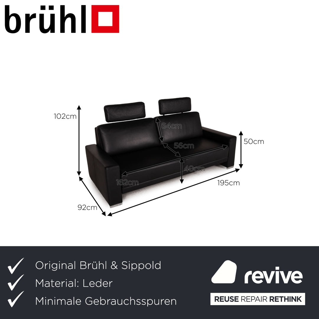 Brühl & Sippold Alba Canapé en Cuir Noir Canapé Deux Places