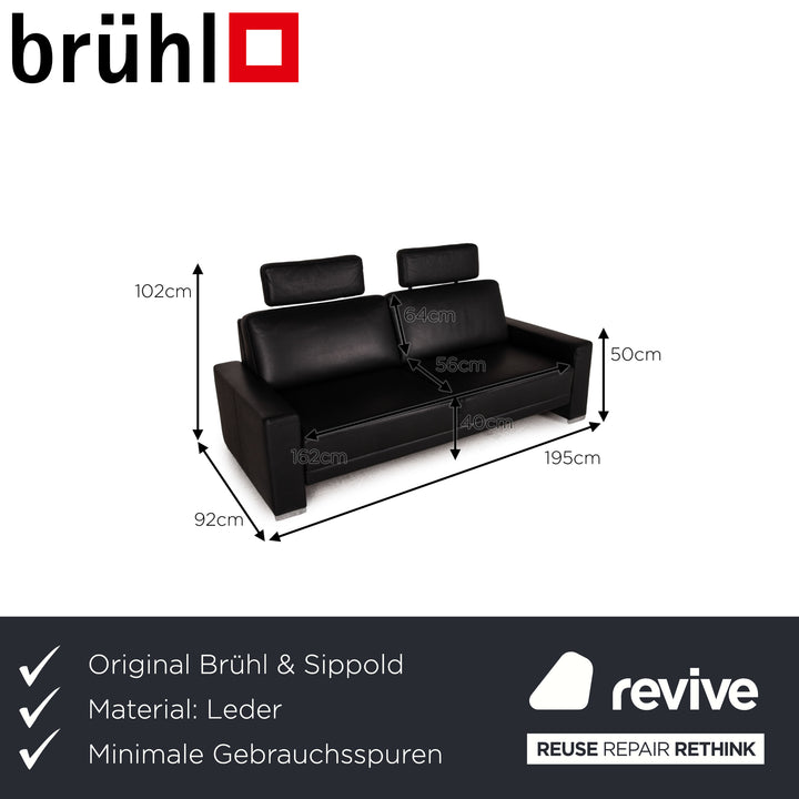Brühl & Sippold Alba Canapé en Cuir Noir Canapé Deux Places