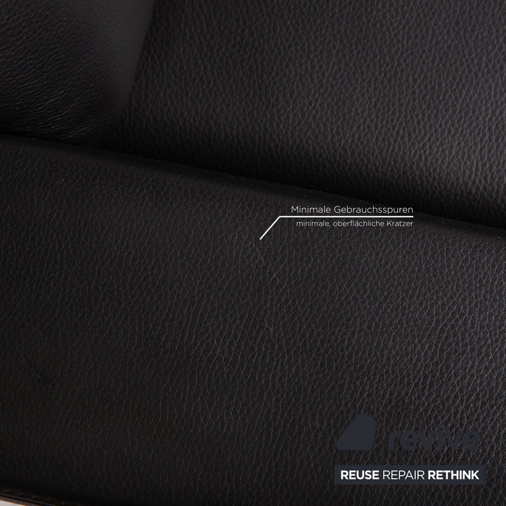 Brühl & Sippold Alba Canapé en Cuir Noir Canapé Deux Places