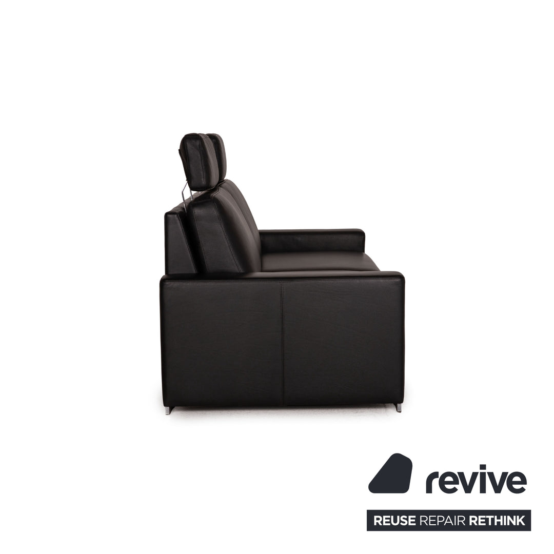 Brühl & Sippold Alba Canapé en Cuir Noir Canapé Deux Places