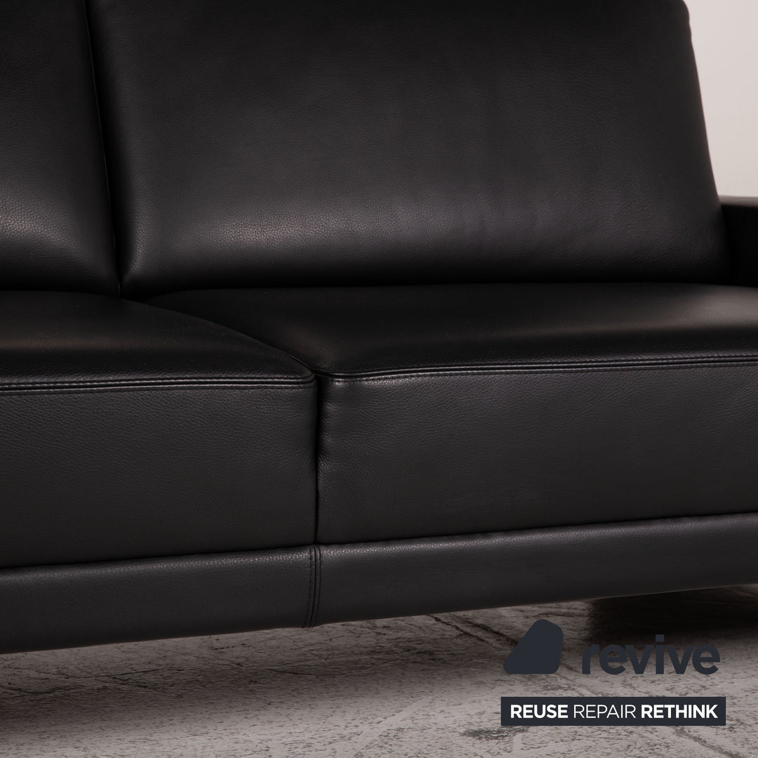 Brühl & Sippold Alba Canapé en Cuir Noir Canapé Deux Places