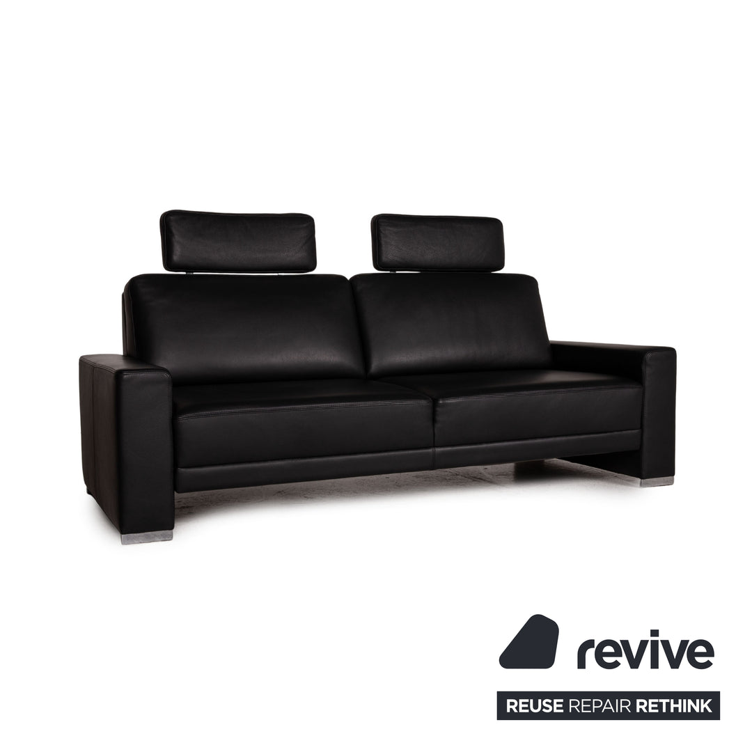 Brühl & Sippold Alba Canapé en Cuir Noir Canapé Deux Places