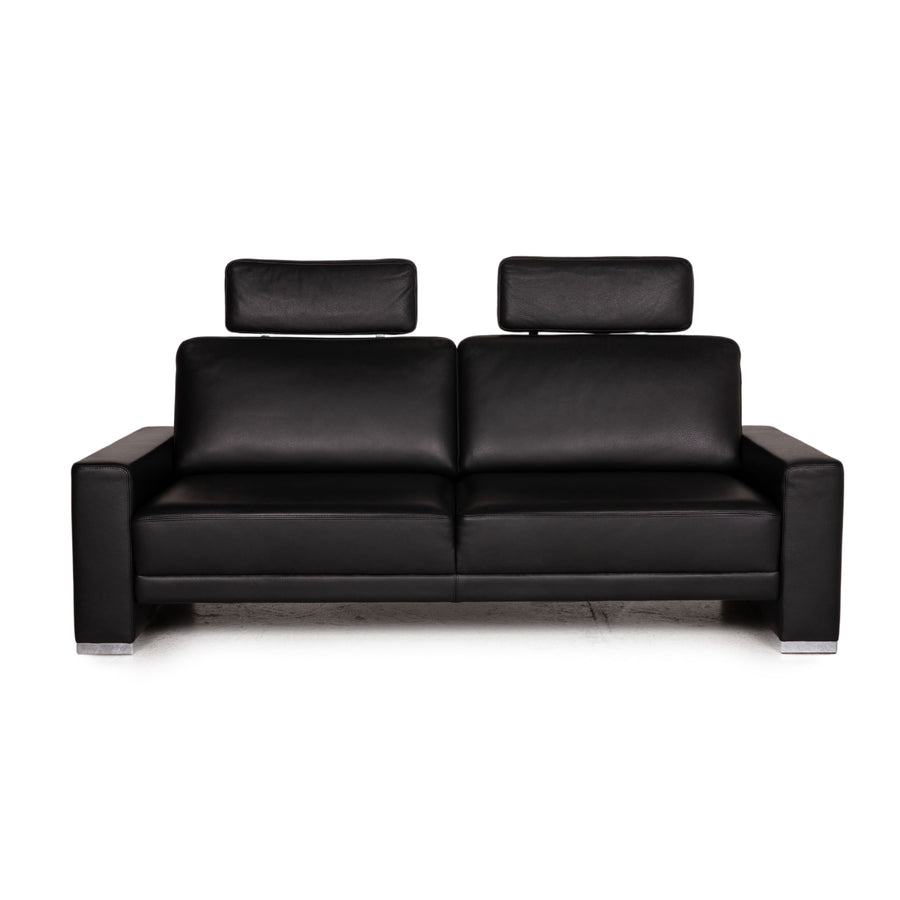 Brühl & Sippold Alba Canapé en Cuir Noir Canapé Deux Places