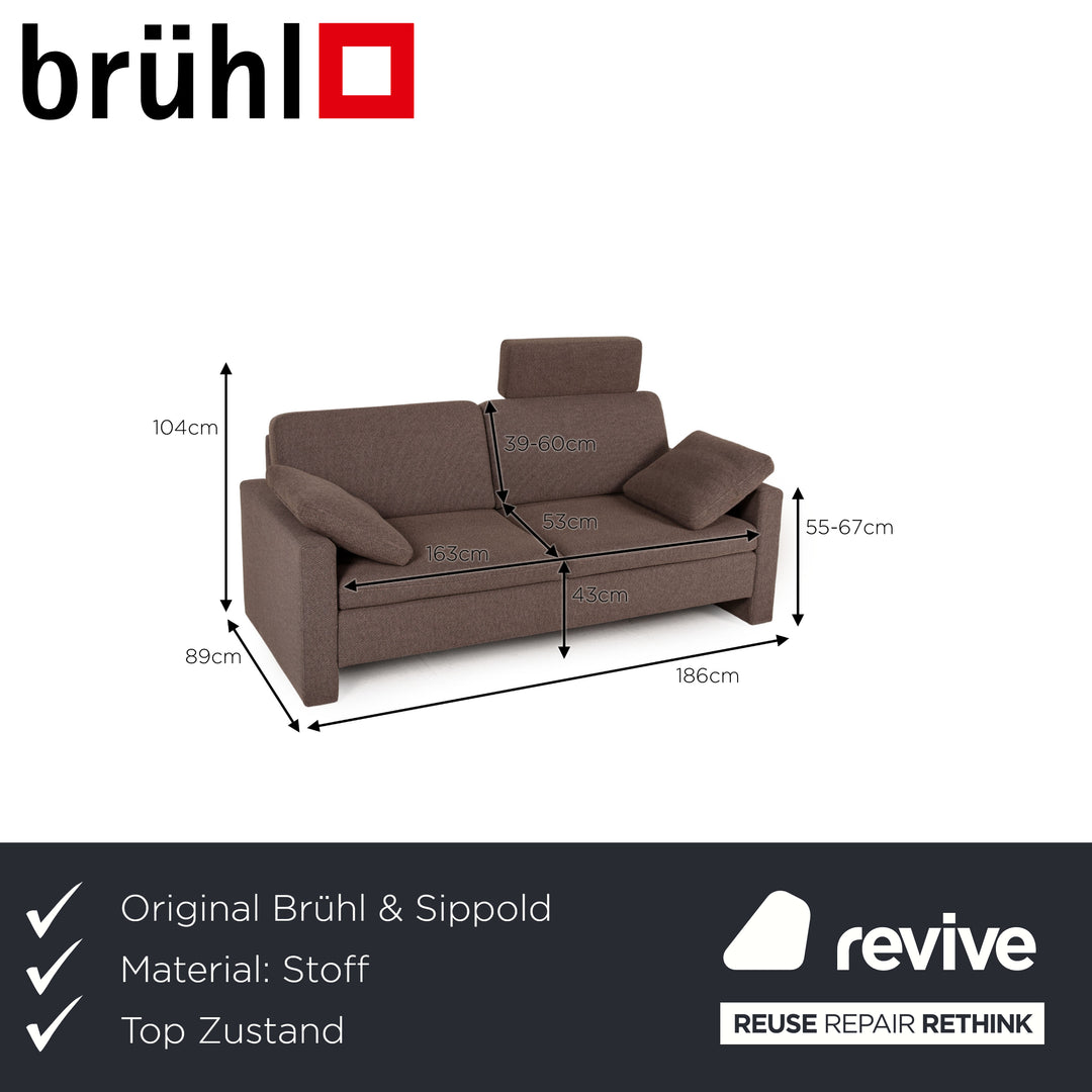 Brühl & Sippold Alba Stoff Sofa Braun Zweisitzer Couch