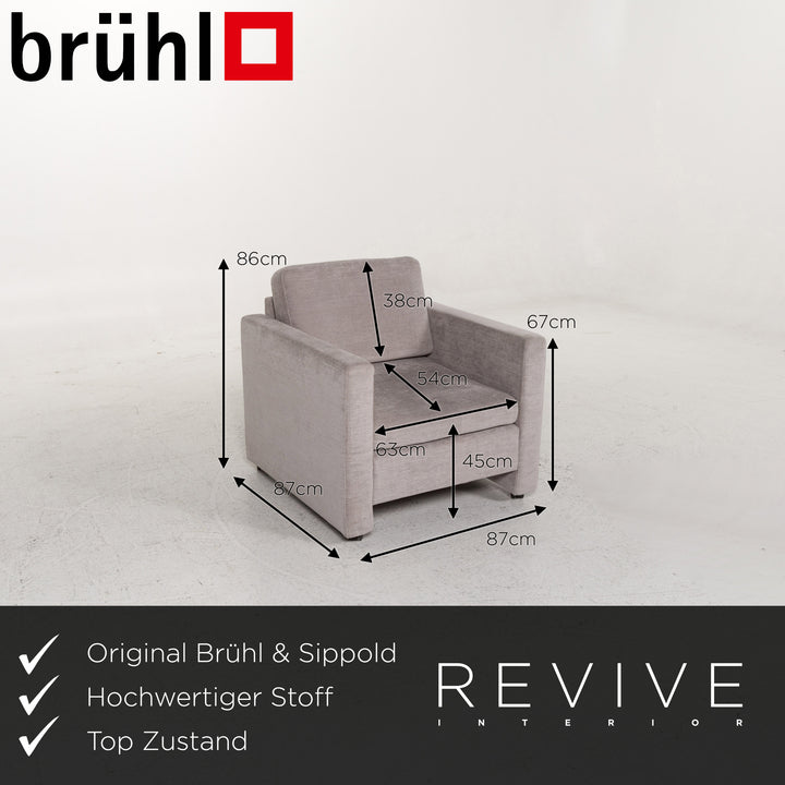 Brühl Alba Stoff Sofa Garnitur Grau 1x Dreisitzer 3x Sessel #13358
