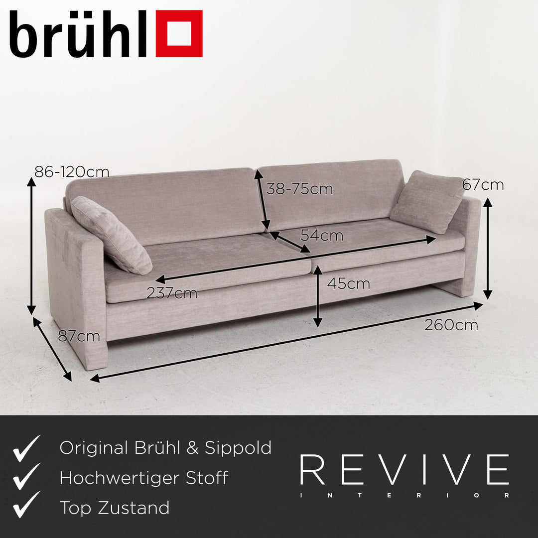 Brühl Alba Stoff Sofa Garnitur Grau 1x Dreisitzer 3x Sessel #13358
